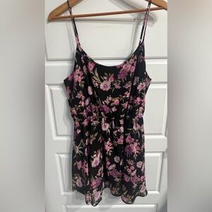Forever 21 Black and Pink Floral Fitted Camisole